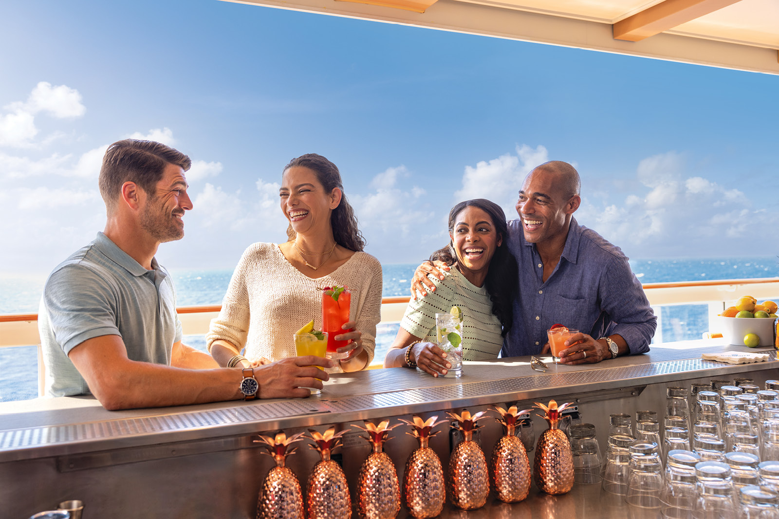 Couples at bar on cruise ship