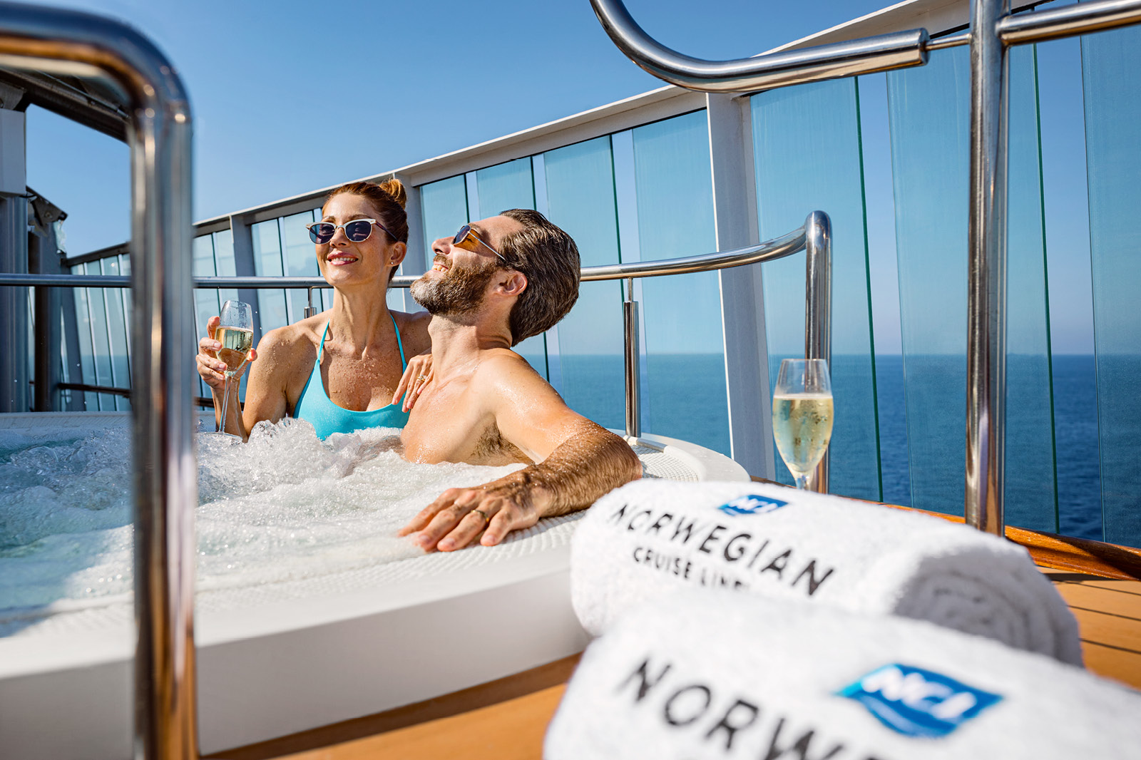 Couple in hot tub on cruise ship