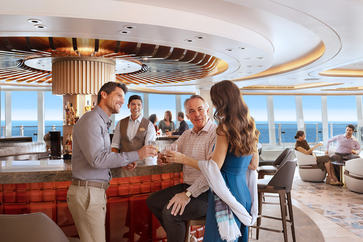 Couples at bar on cruise ship