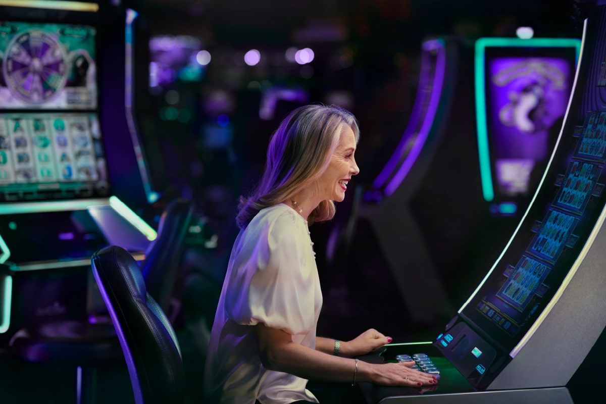 Woman on slot machine