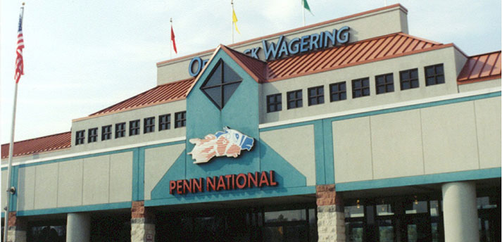 Penn national original logo on building