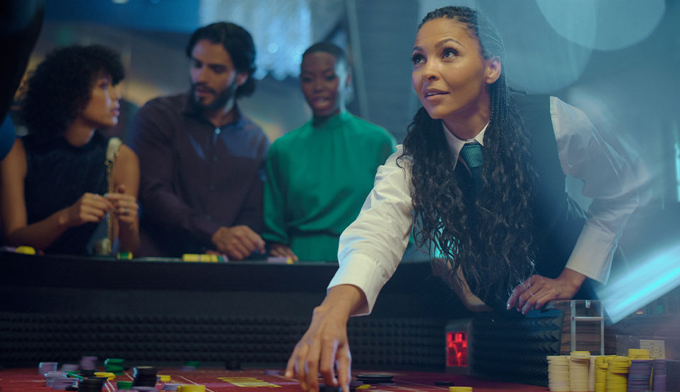 close up of dealer craps table